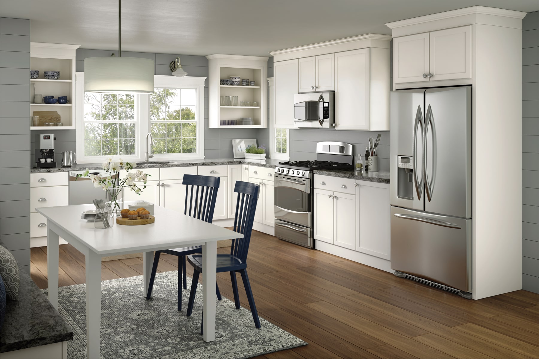 White Quality Woodstar cabinetry in kitchen